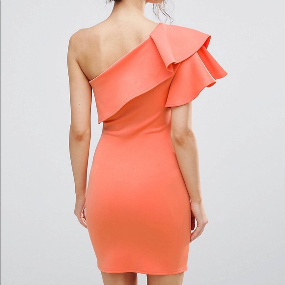 Last one! NWT Ruffle one shoulder scuba mini dress - Picture 2 of 4